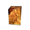 Fire Within Cracked Resin & Teak Stool- Red Gold & Brown