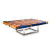 Teak & Blue Resin Inlaid Cracked Wood Coffee Table by Aire