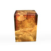 Fire Within Cracked Resin & Teak Stool- Red Gold & Brown