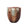 Teak Root & Cracked Resin Round Stool- Silver Grey