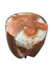 Teak Root & Cracked Resin Round Stool- Silver Grey