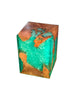 Sea Blue Cracked Resin & Teak Stool