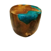 Teak Root & Cracked Resin Round Stools - Sea Blue