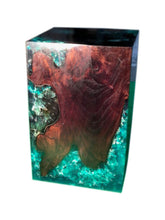 Emerald Green Cracked Resin Teak Block