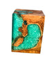 Sea Blue Cracked Resin & Teak Stool