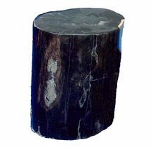 Petrified Wood Stool-18"h-PF2057-Ebony Black